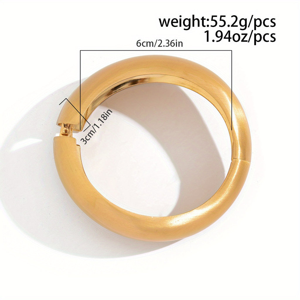 Bold Punk Style Matte Golden-Tone Wide Spring Buckle Women’s Bracelet