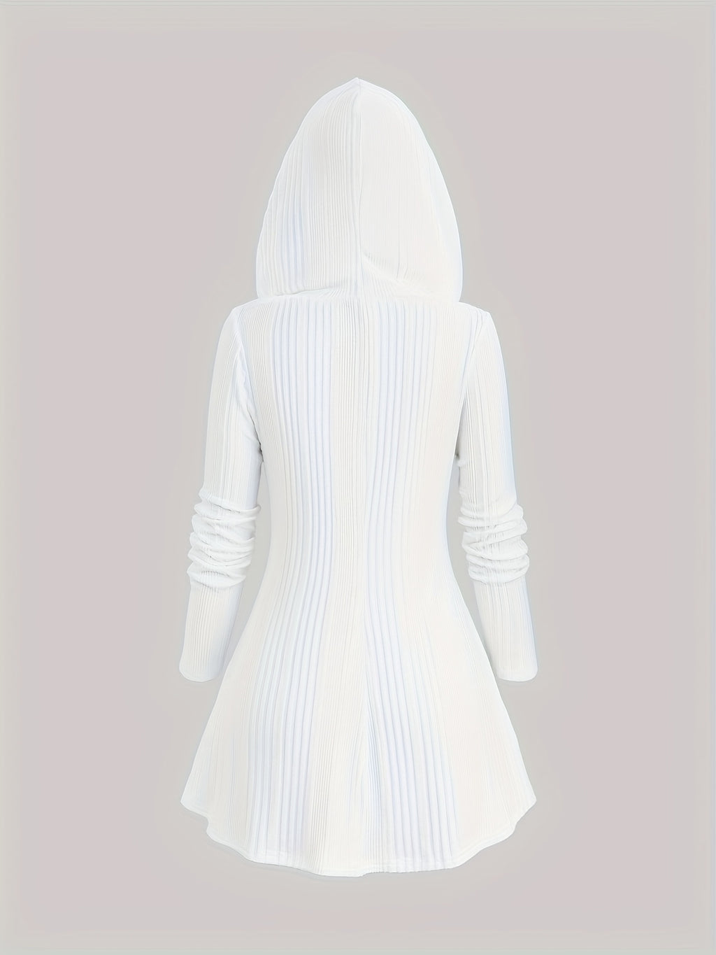 Solid Color Surplice Ribbed Textured Fleece Trim Hooded Top