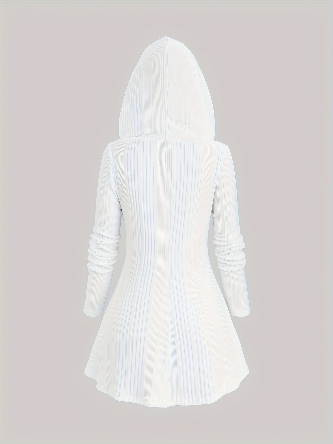 Solid Color Surplice Ribbed Textured Fleece Trim Hooded Top