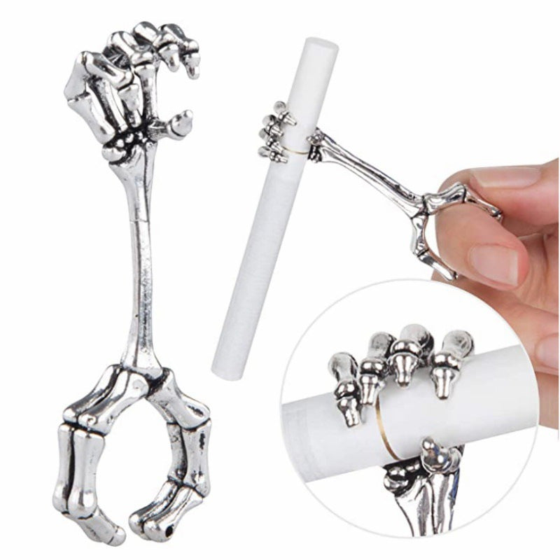 Set of 3 - Holder And Ring with a Hand Bone Skeleton Design