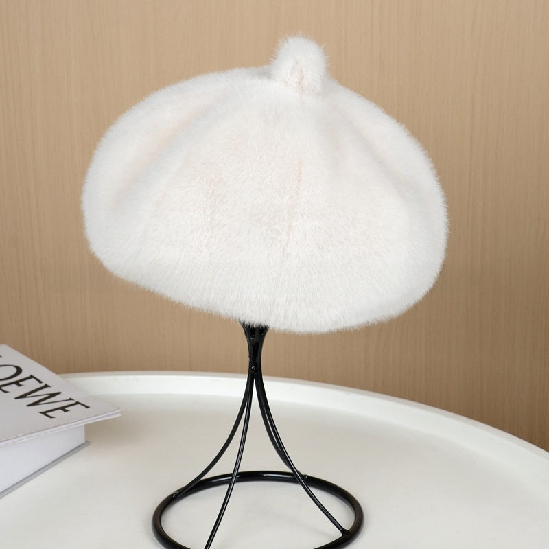 Fur-like Beret Hat