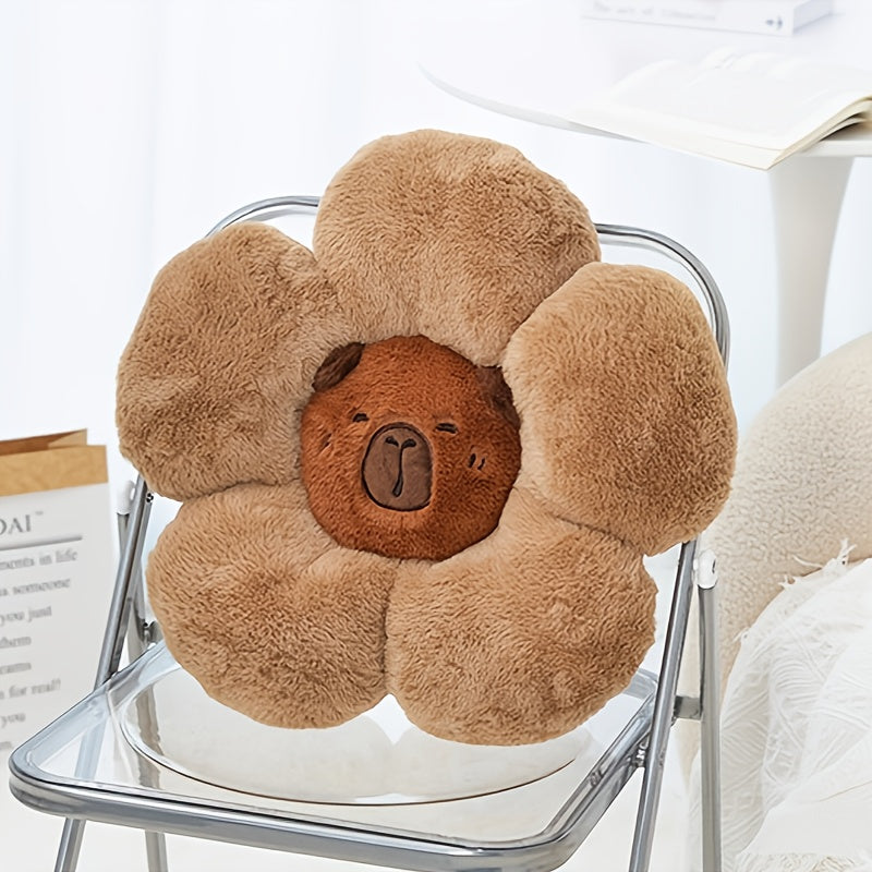 Flower Capybara Throw Pillow