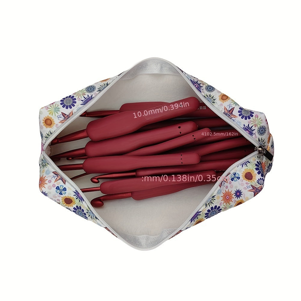 1 Set Red Handle Aluminum Crochet Hooks