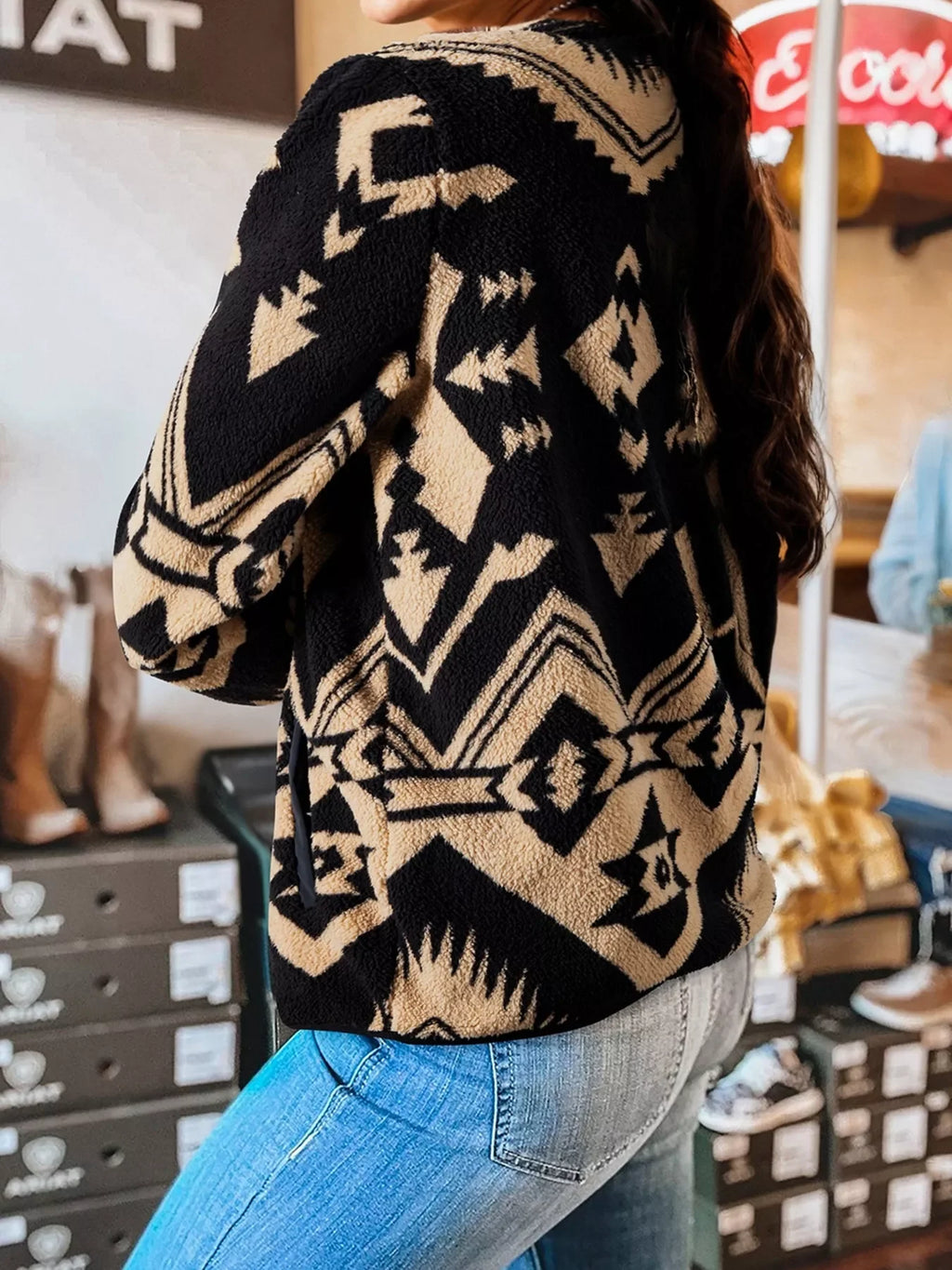 Western Aztec Half Zip Plush Sweatshirt