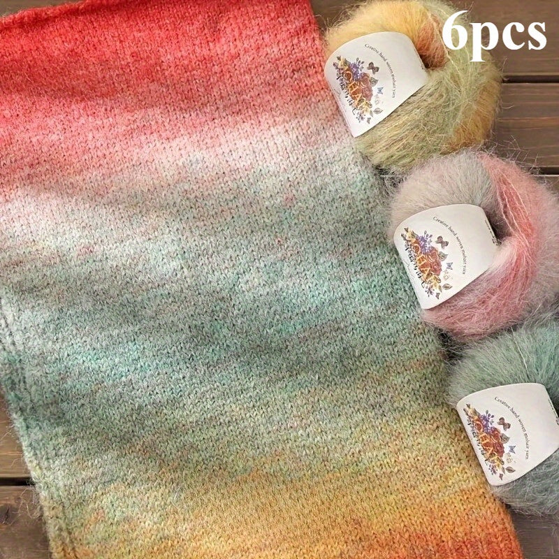 {6pcs} Soft Multicolor Gradient Yarn