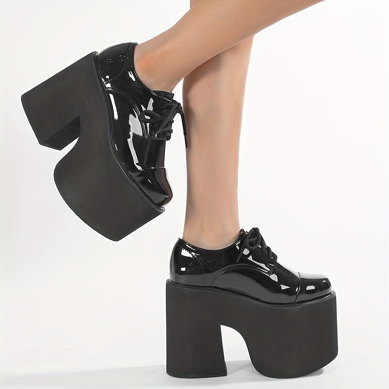 High-Heeled Platform Shoes with Thick Heels And Round Toes