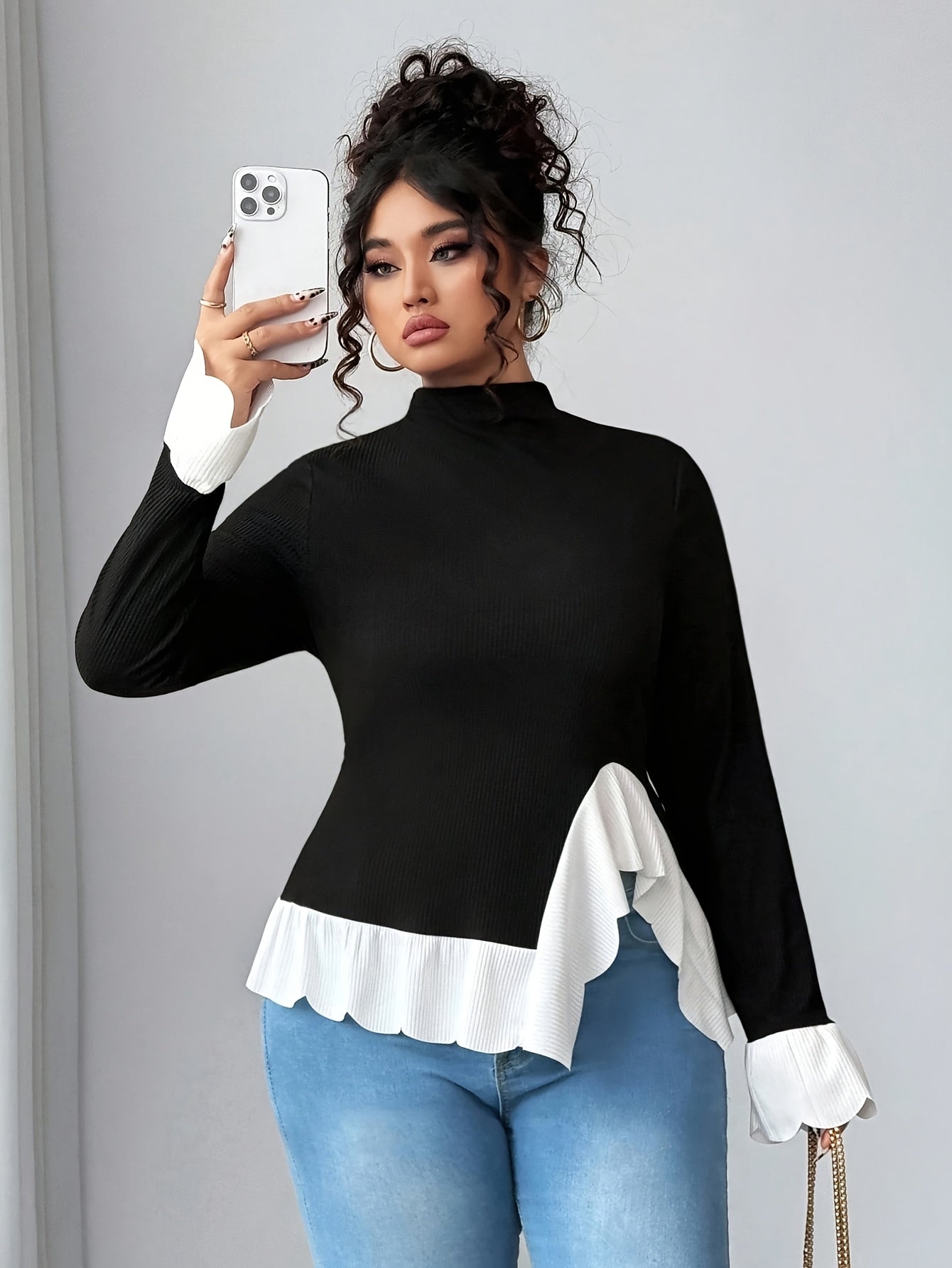 Elegant High Neck Long Sleeve Top