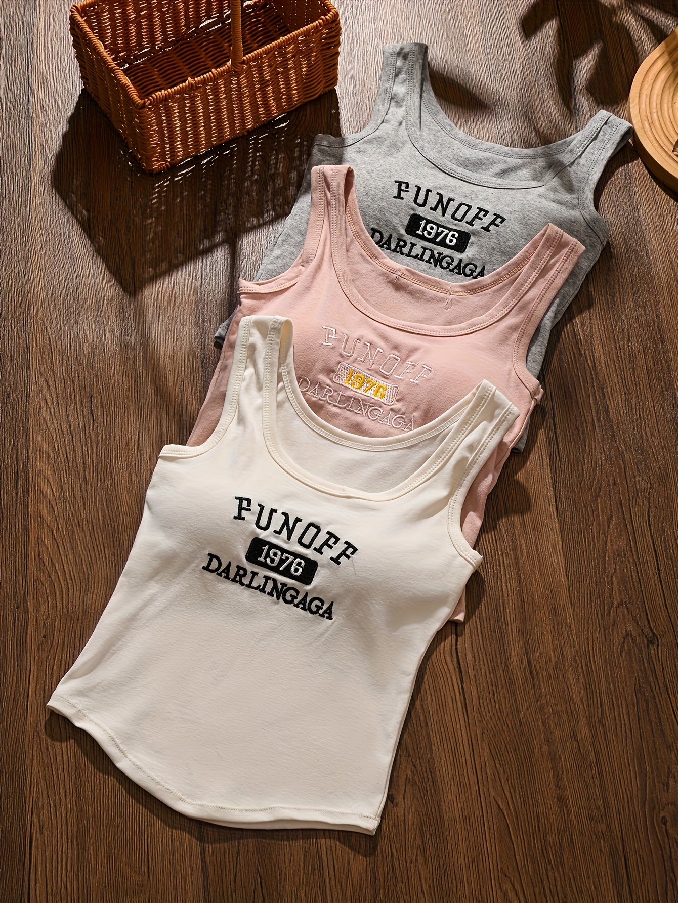 3pcs Set of Embroidered Bralette Camisole with Design