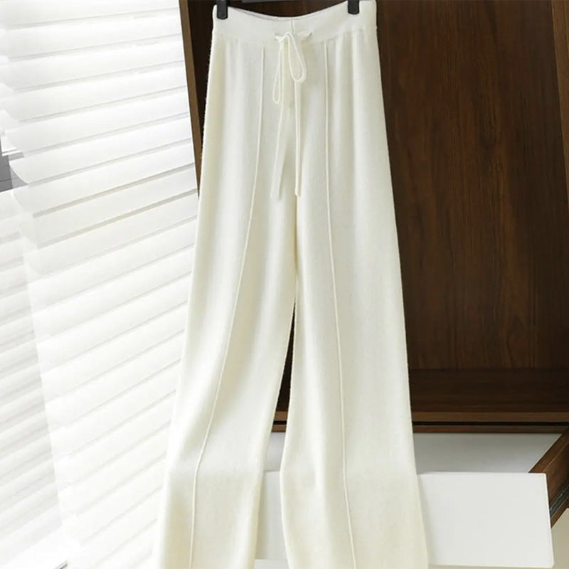 Women's High-Waisted Wide-Leg Pants - Winter New 2025 Dense Trousers with  Loop & Pockets, Straight-Leg -Skimming (Non-Mopping) Length, Machine Washable Elegant Trousers for Dresses/Skirts/Blouses (Style 54) - Autumn/Winter