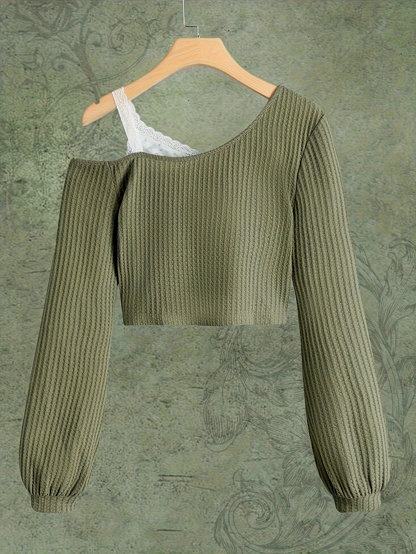 Lace Trim Off-Shoulder T-Shirt