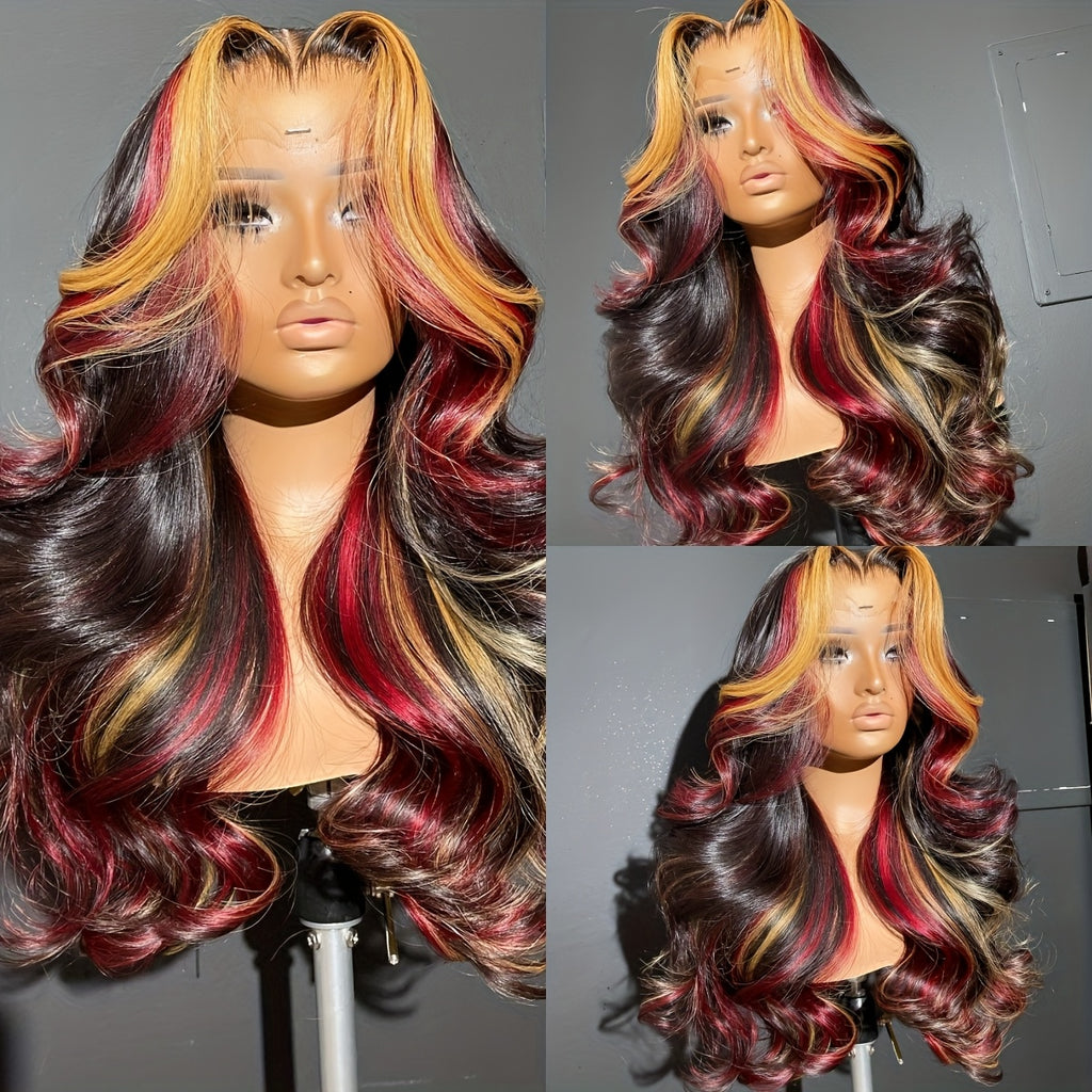 13x4 HD Lace Front Wig with Blonde & Red Highlight