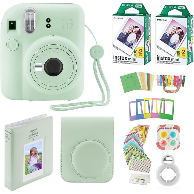 Fujifilm Instax Mini 12 Instant Camera with Case, 40 Fuji Films, Decoration Stickers, Frames, Photo Album and More Accessory kit, Multi-color