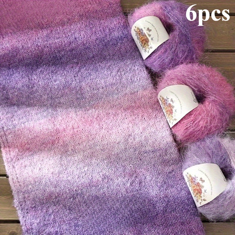 {6pcs} Soft Multicolor Gradient Yarn
