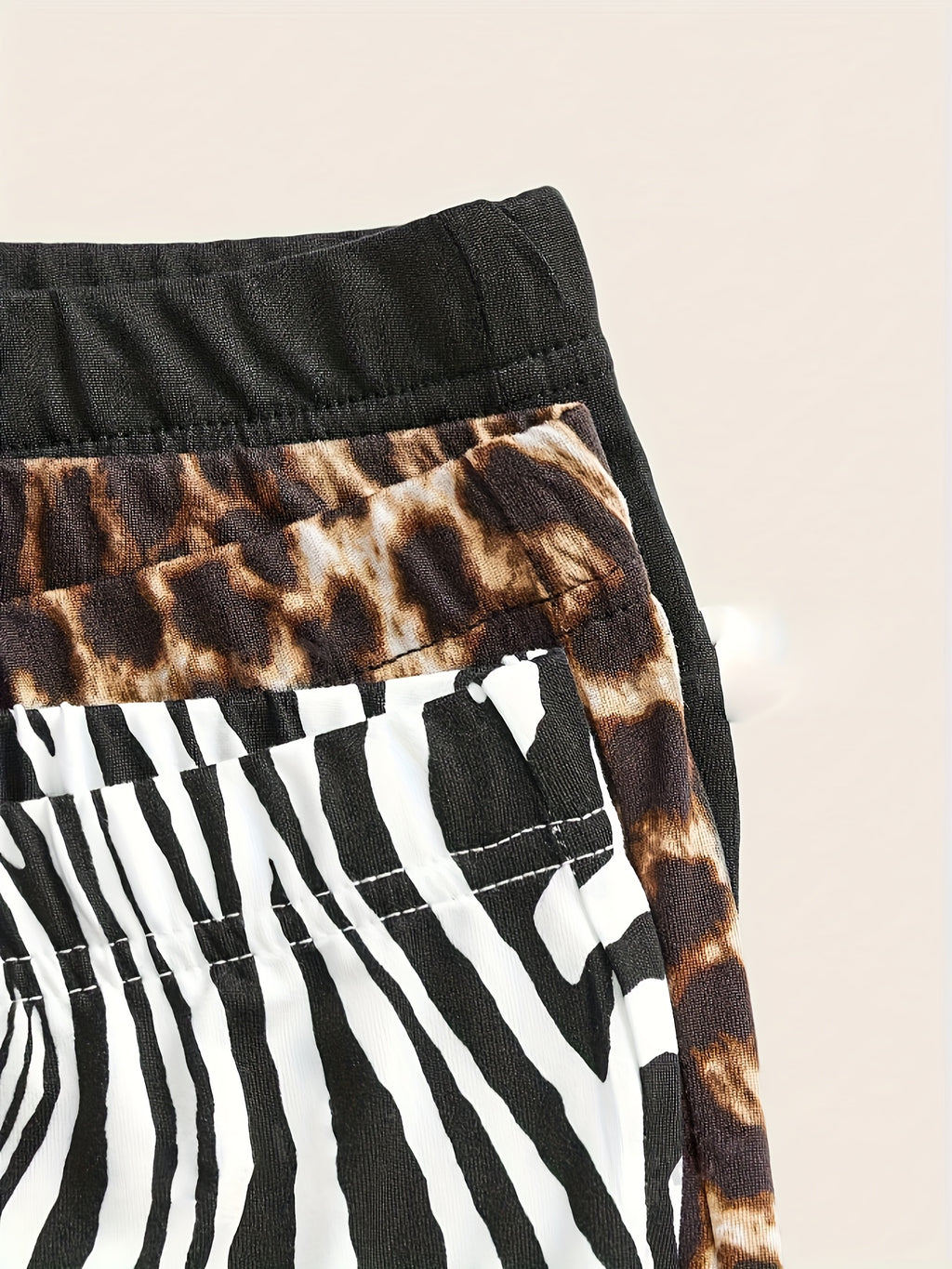 Leopard & Zebra Striped & Solid Flare Leg Pants {3pcs}