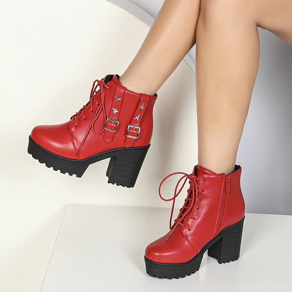 Retro Chunky Platform Ankle Boots
