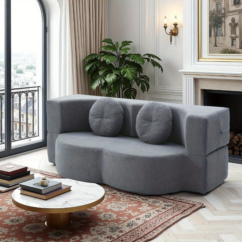 2-in-1 Convertible Folding Sofa Bed with Mattress