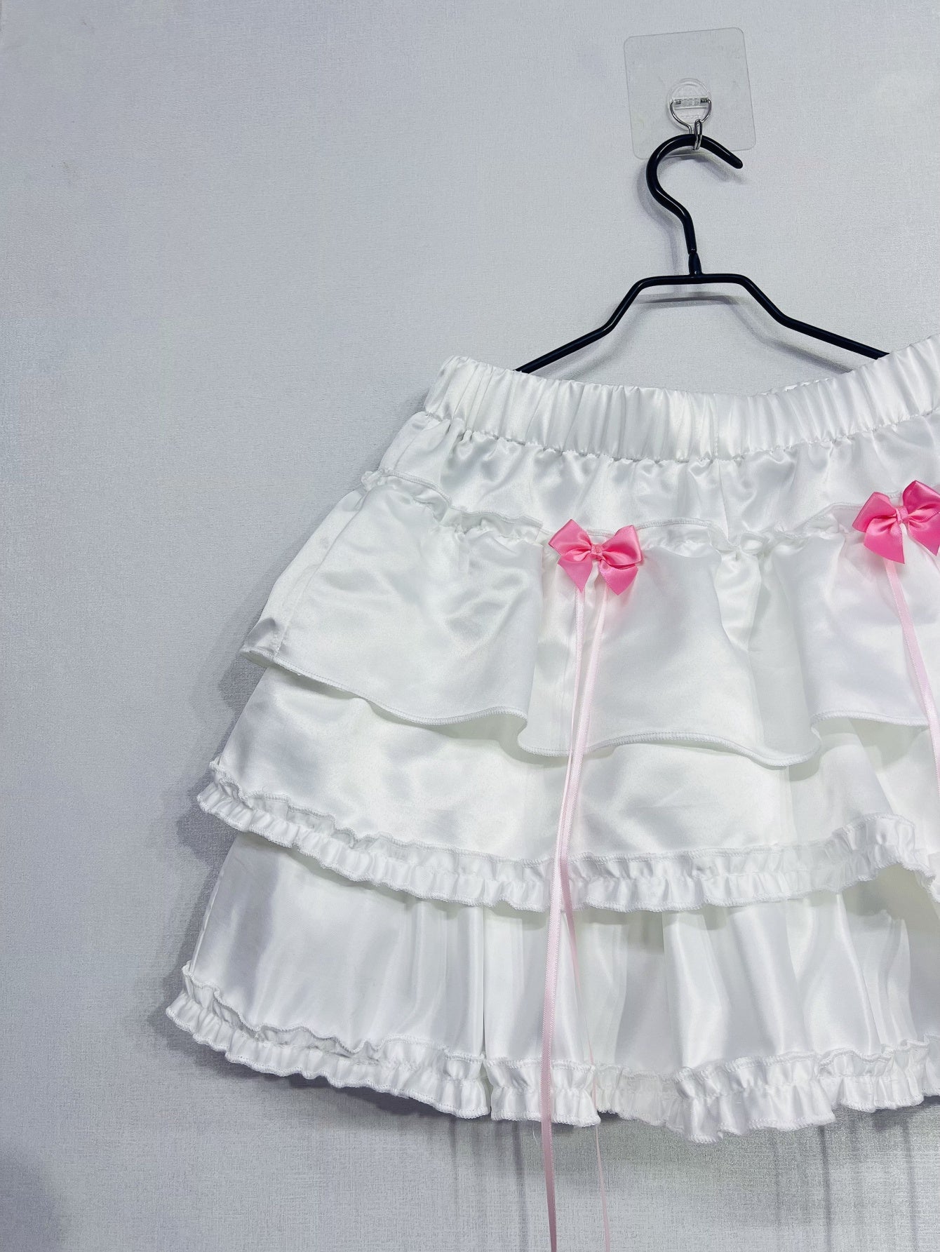Mini Skirt with Elastic Waistband & Pink Bow Details