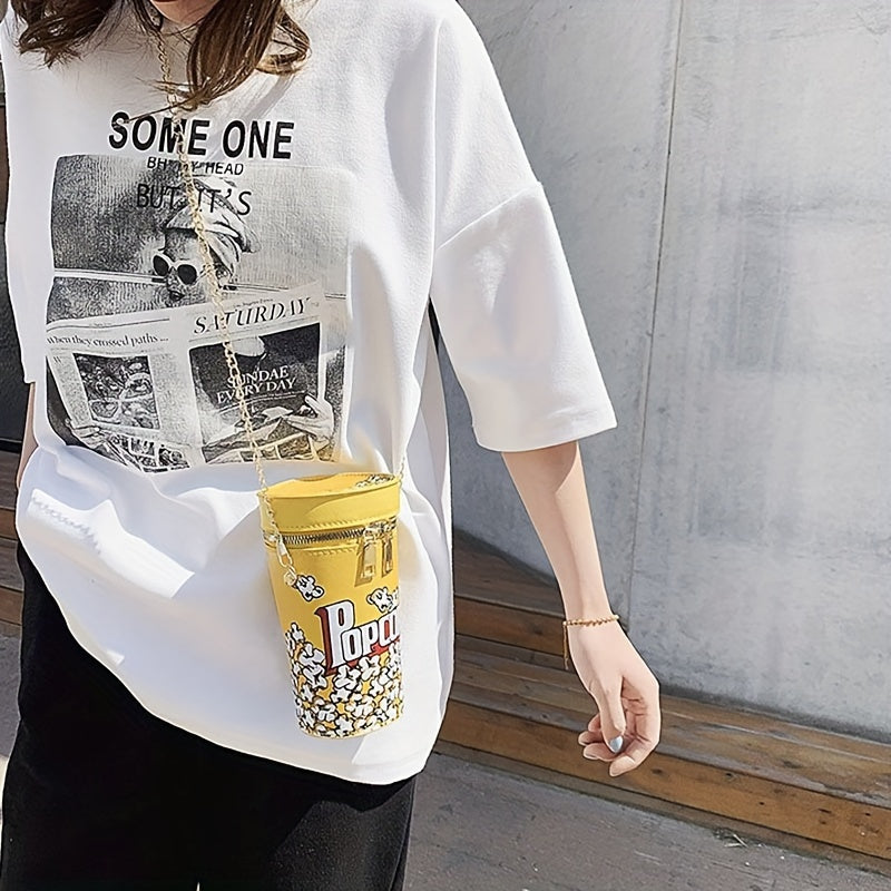Popcorn-Themed Chain Shoulder Bag