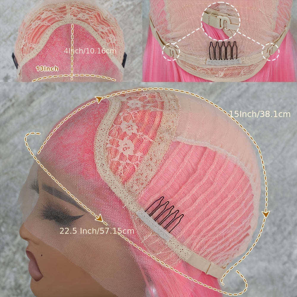 26" Long Pink Lace Front Wig