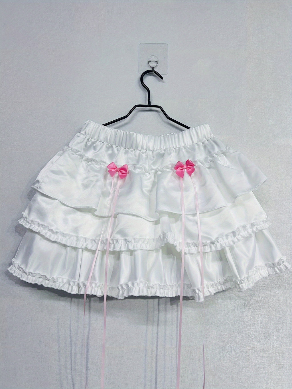 Mini Skirt with Elastic Waistband & Pink Bow Details