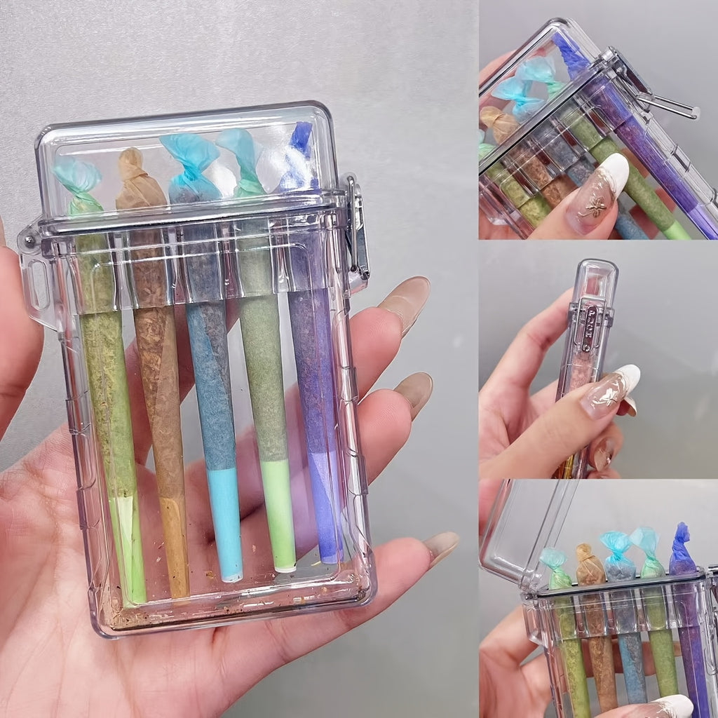 Transparent Acrylic Cigarette Case with Integrated Flip-Top Lid