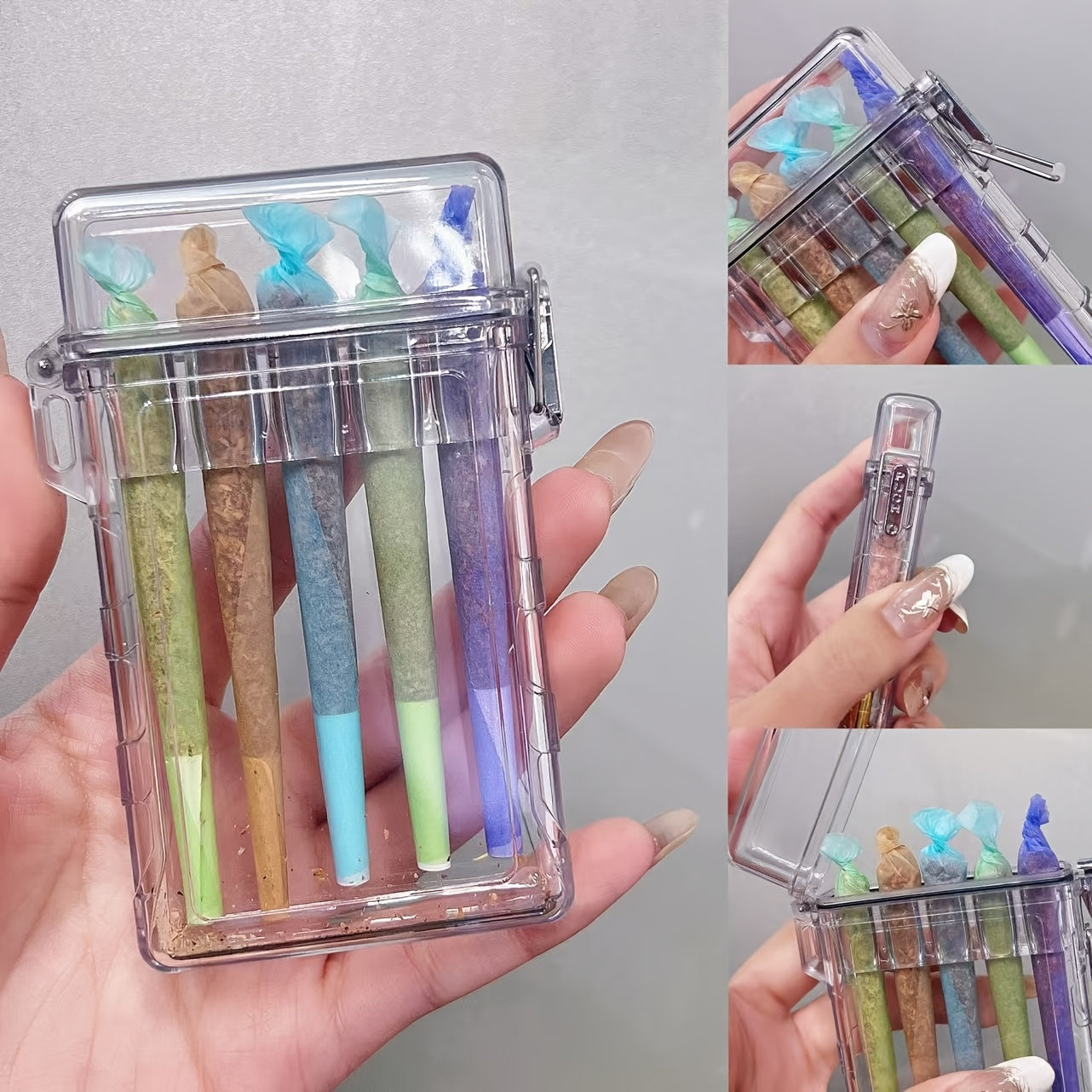 Transparent Acrylic Cigarette Case with Integrated Flip-Top Lid