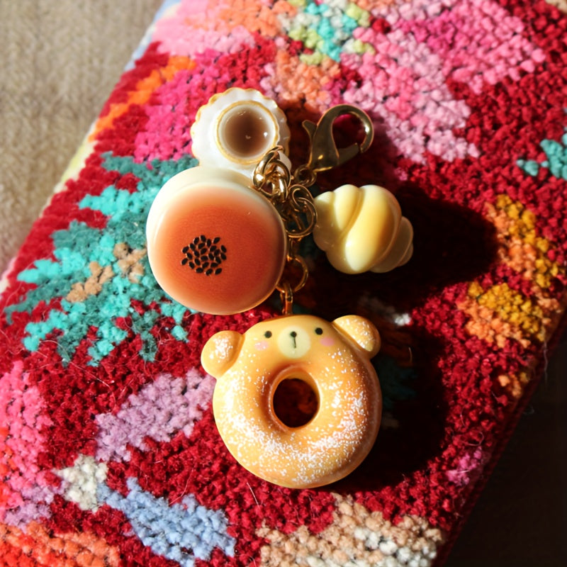 Charming Handmade Bear & Donut Keychain