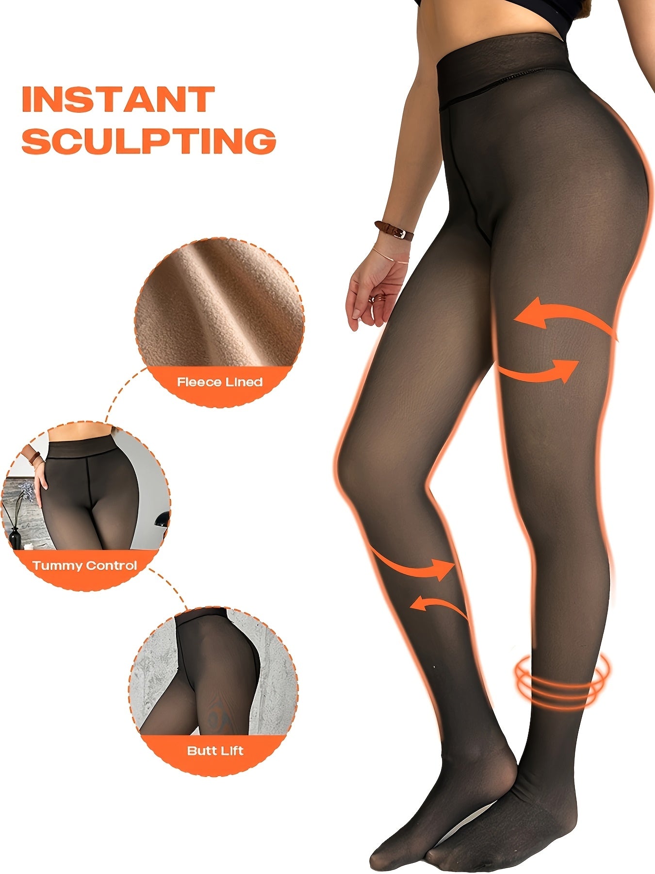 {2pcs} - Anti-Slip, Scratch-Resistant, Fleece-Lined Warm Base Layer Tights