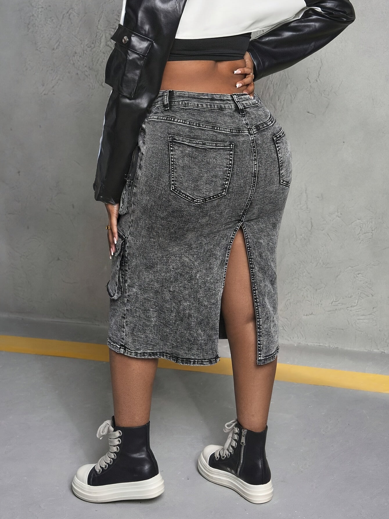 High Waist Stretchy Cargo Skirt