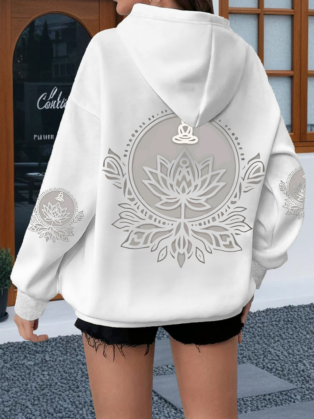 Hoodie with for Lotus Flower Graphic