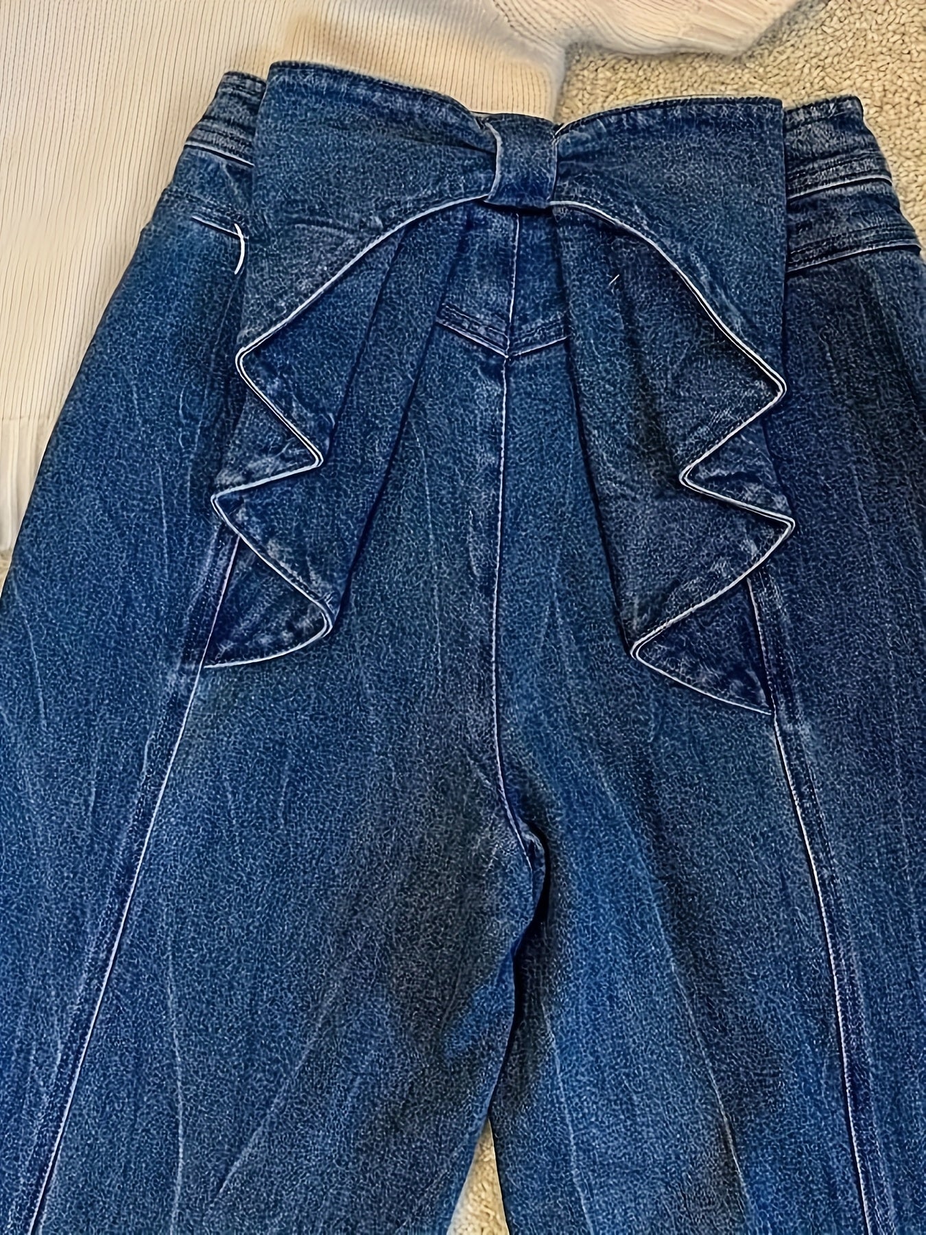 High-Waisted Wide-Leg Jeans with Oversized Back Bow