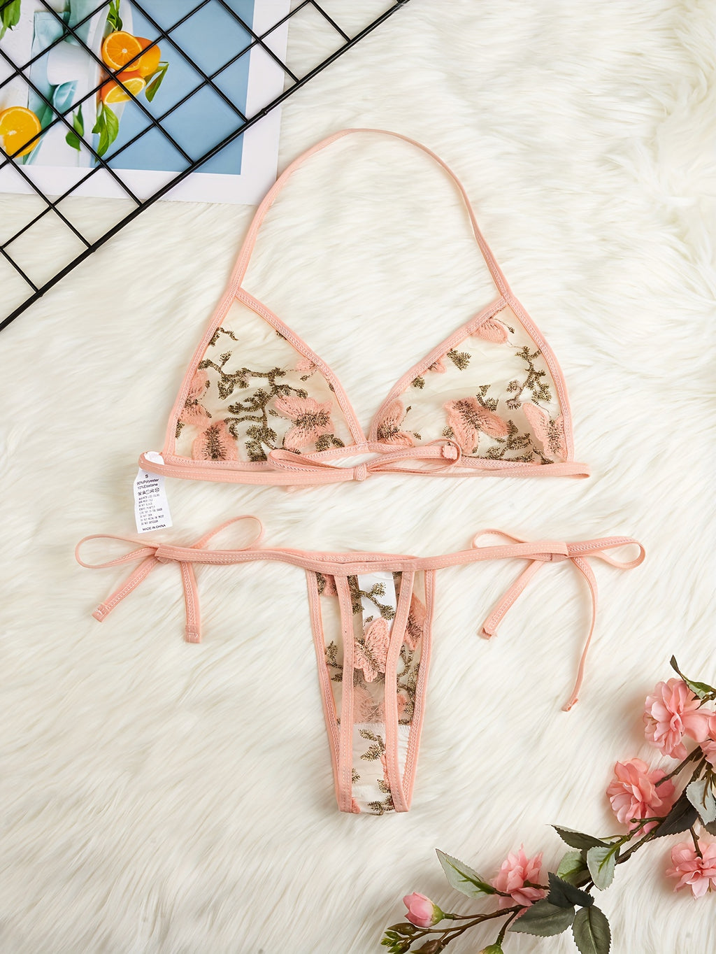 Butterfly Embroidery Transparent Lingerie Set