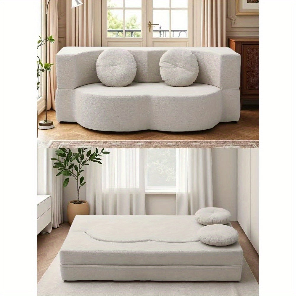2-in-1 Convertible Folding Sofa Bed with Mattress