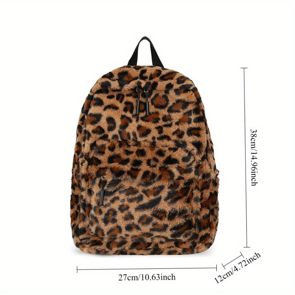 Leopard Fleece Backpack