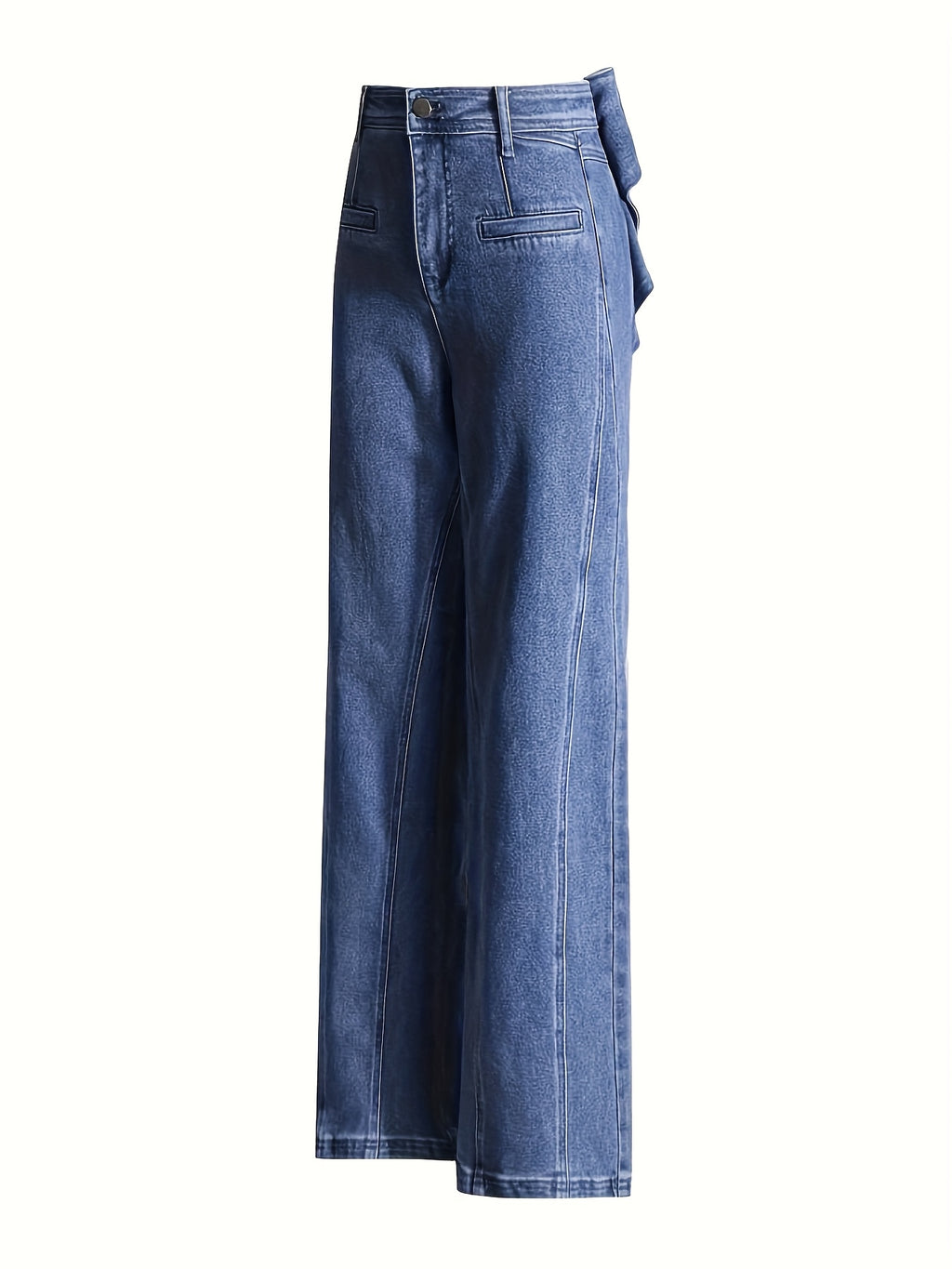 High-Waisted Wide-Leg Jeans with Oversized Back Bow