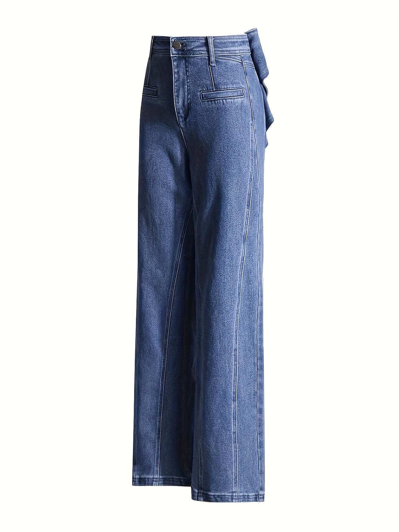 High-Waisted Wide-Leg Jeans with Oversized Back Bow