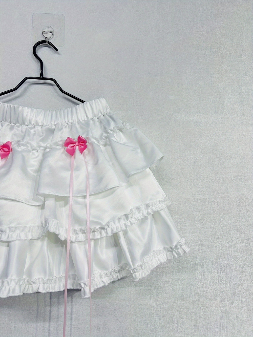 Mini Skirt with Elastic Waistband & Pink Bow Details