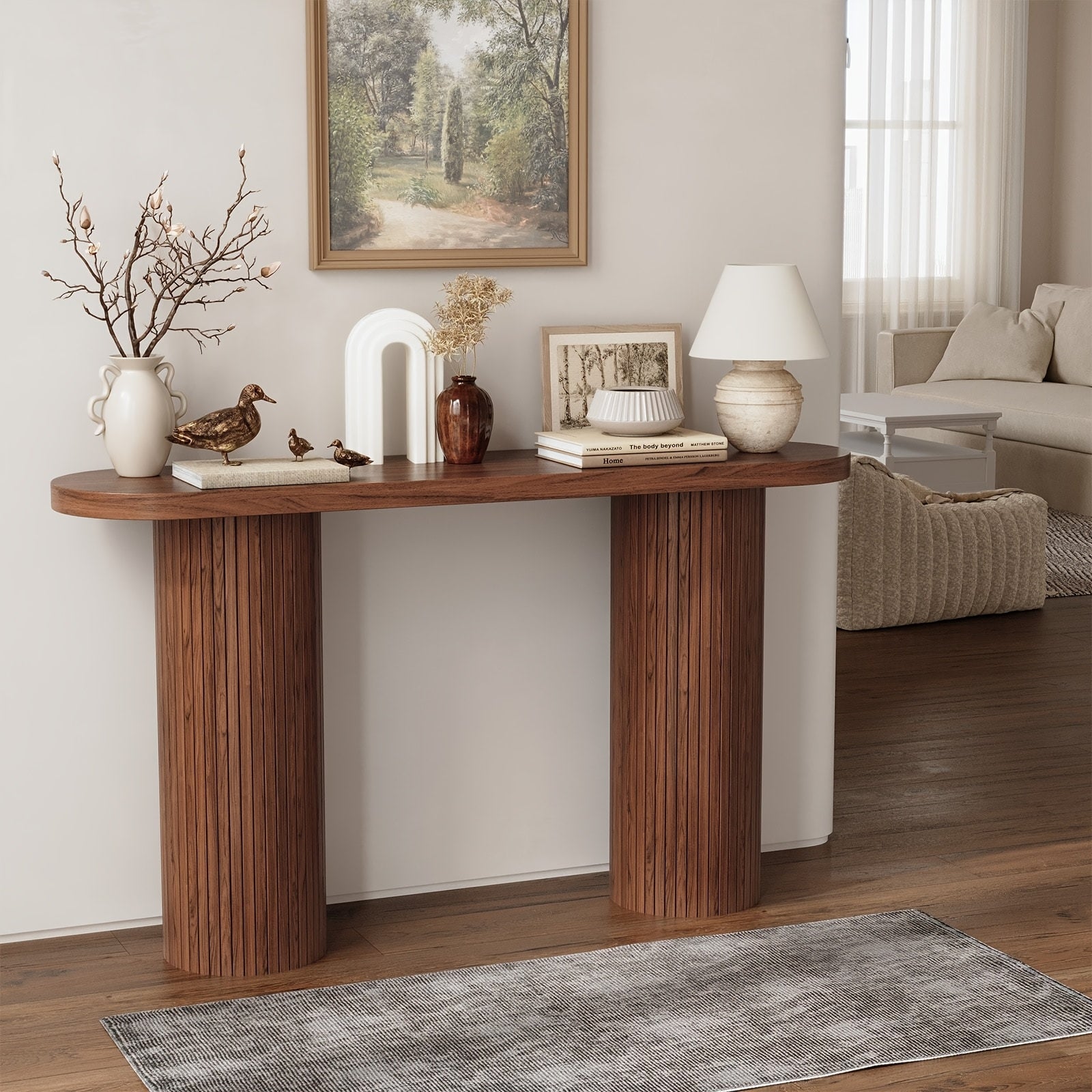 55 Inch Farmhouse Style Entryway Table