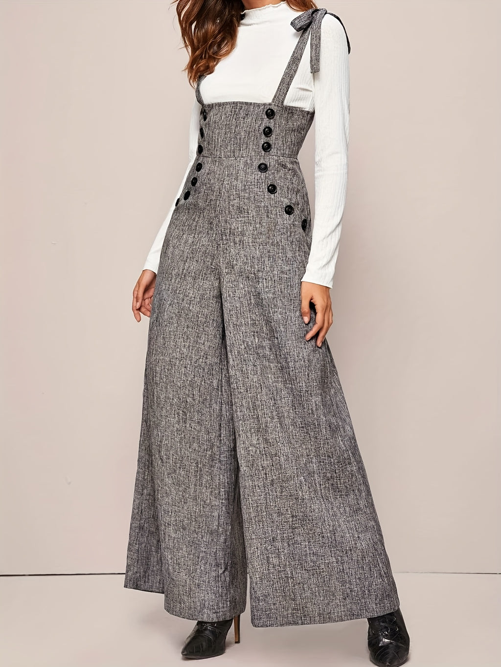 Polyester Jumpsuit with Button Detail