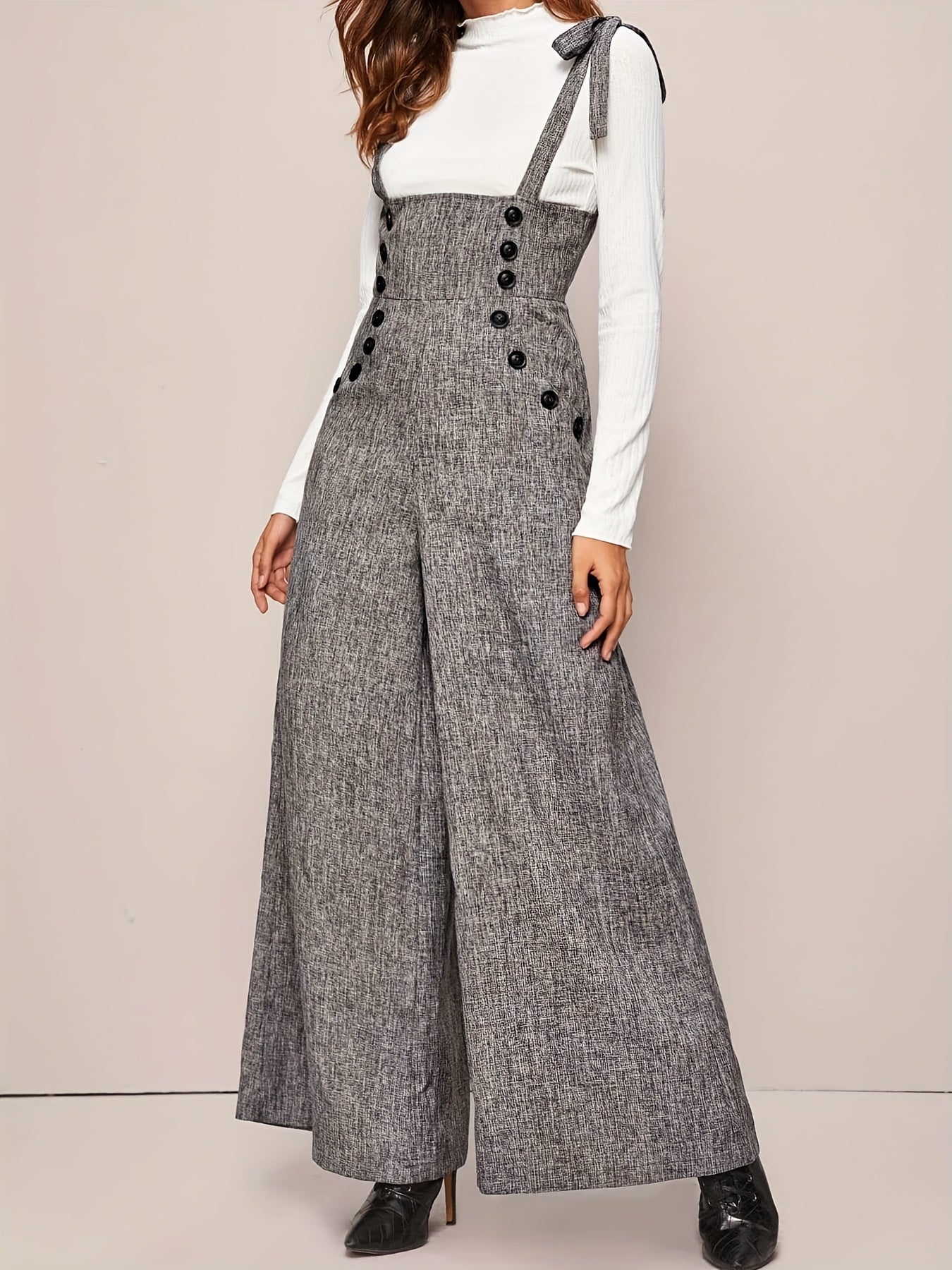 Polyester Jumpsuit with Button Detail