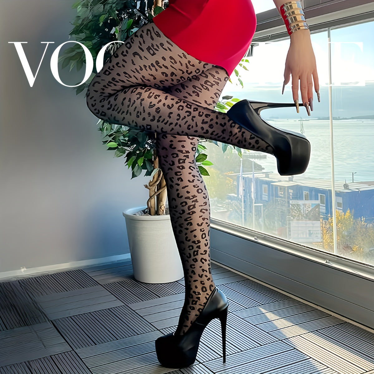 Leopard Print Sheer Tights