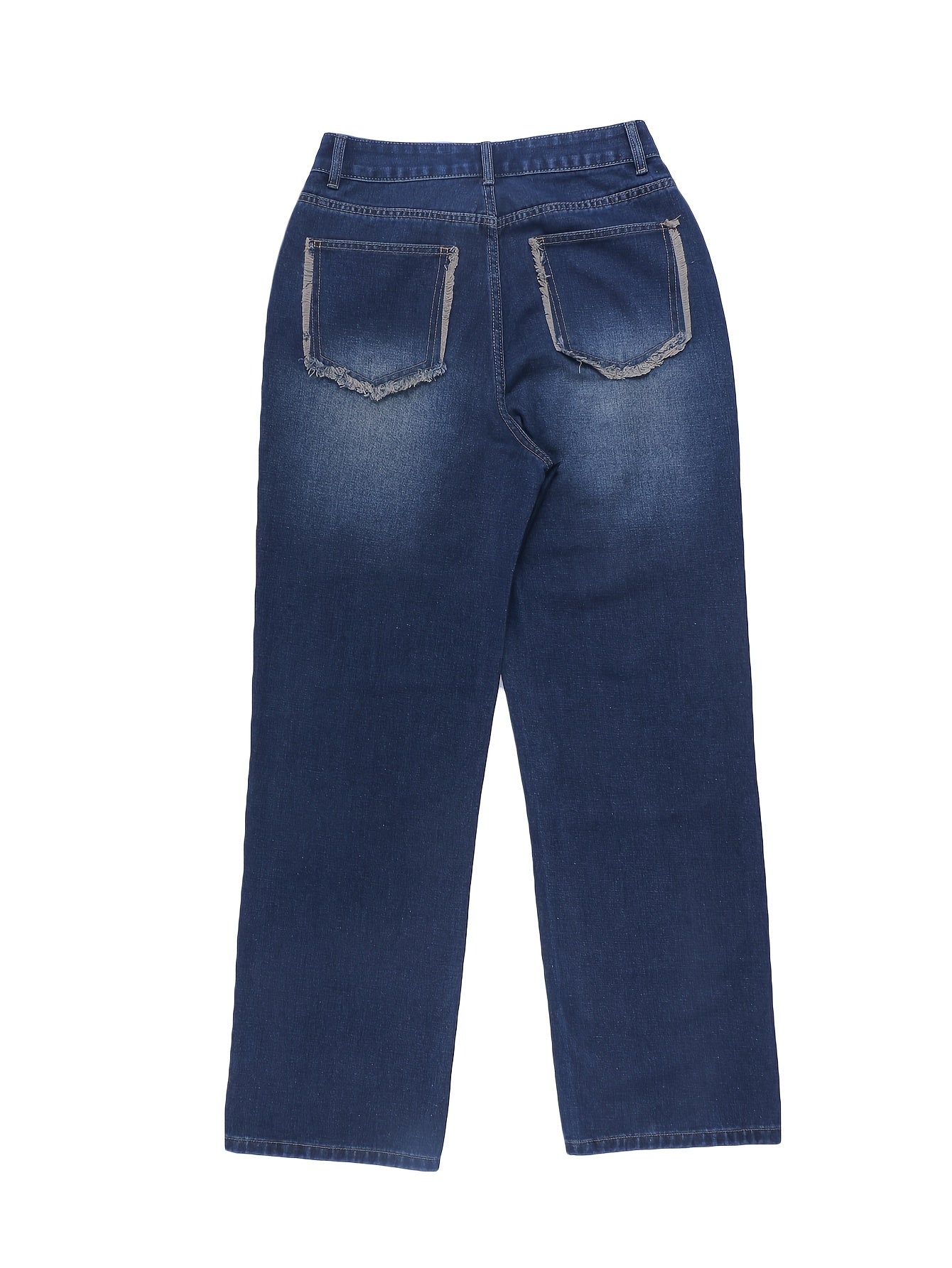 Low-Rise Straight-Leg Jeans with Fur-Like Patchwork Hem