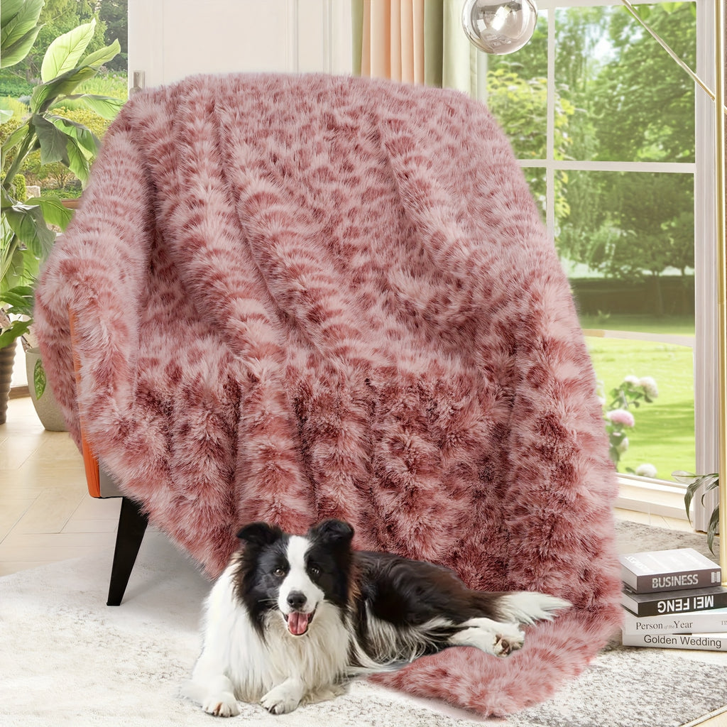 Faux Fur Leopard Print Blanket