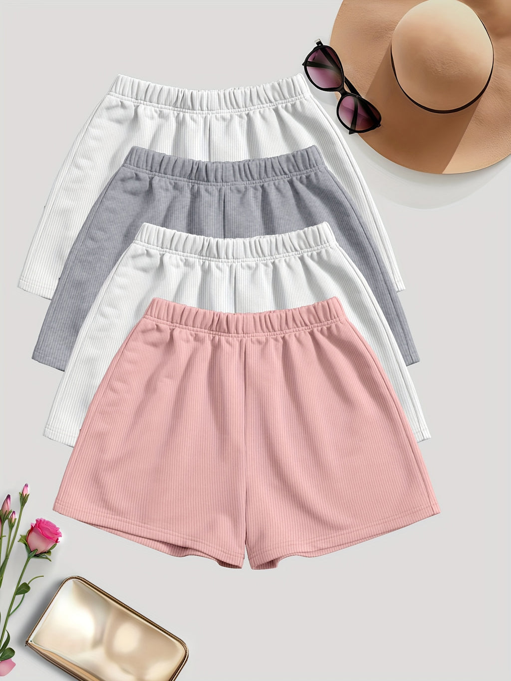 Solid Color Casual Shorts {4pcs}