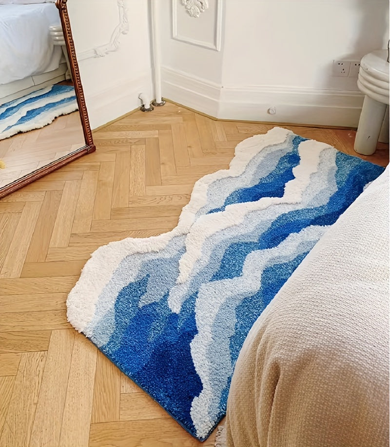 Thick Ultra-Soft Tufted Rug - Blue Ocean Wave