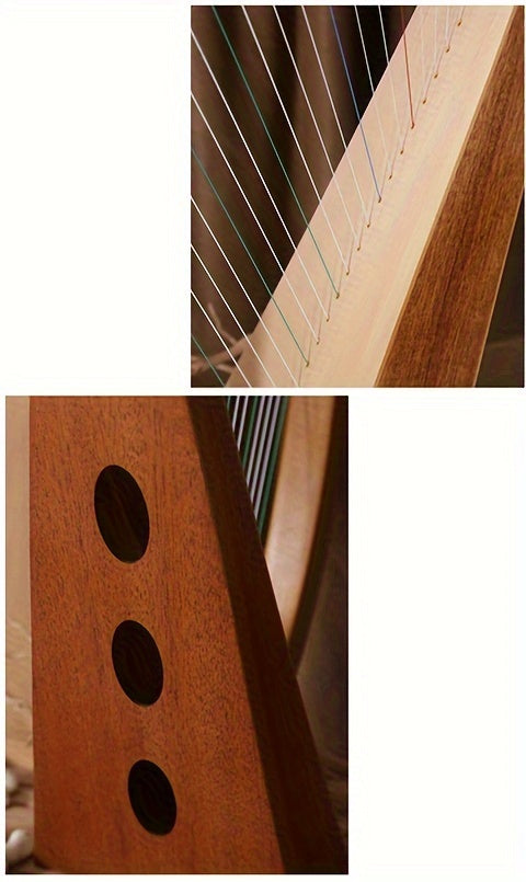 19 String Mahogany Solid Wooden Lyre Harp