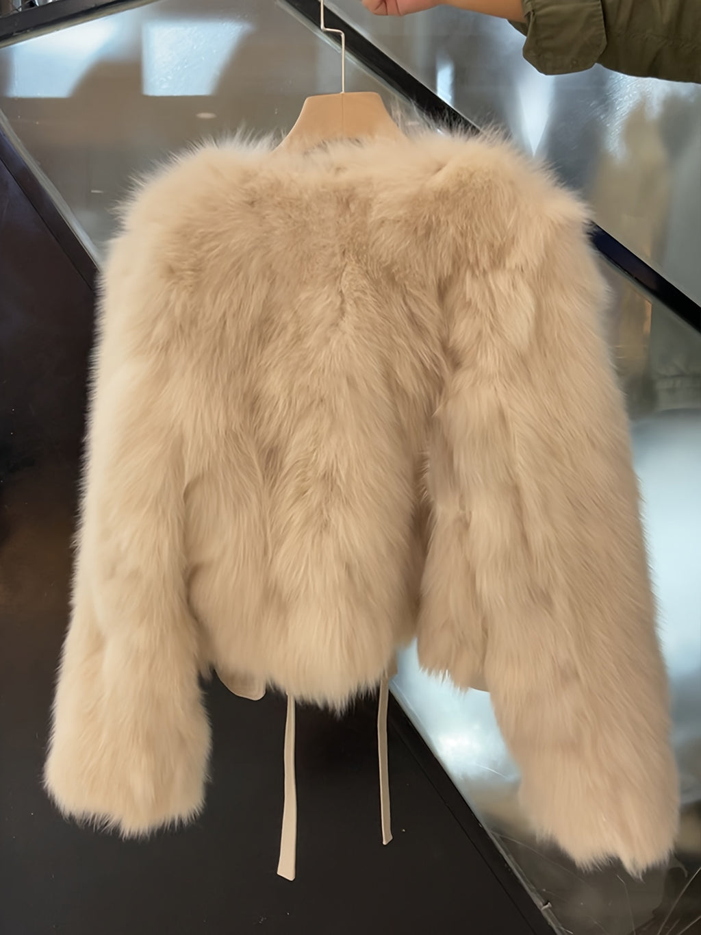 Elegant Fur-like Exterior, H-Silhouette Short Jacket