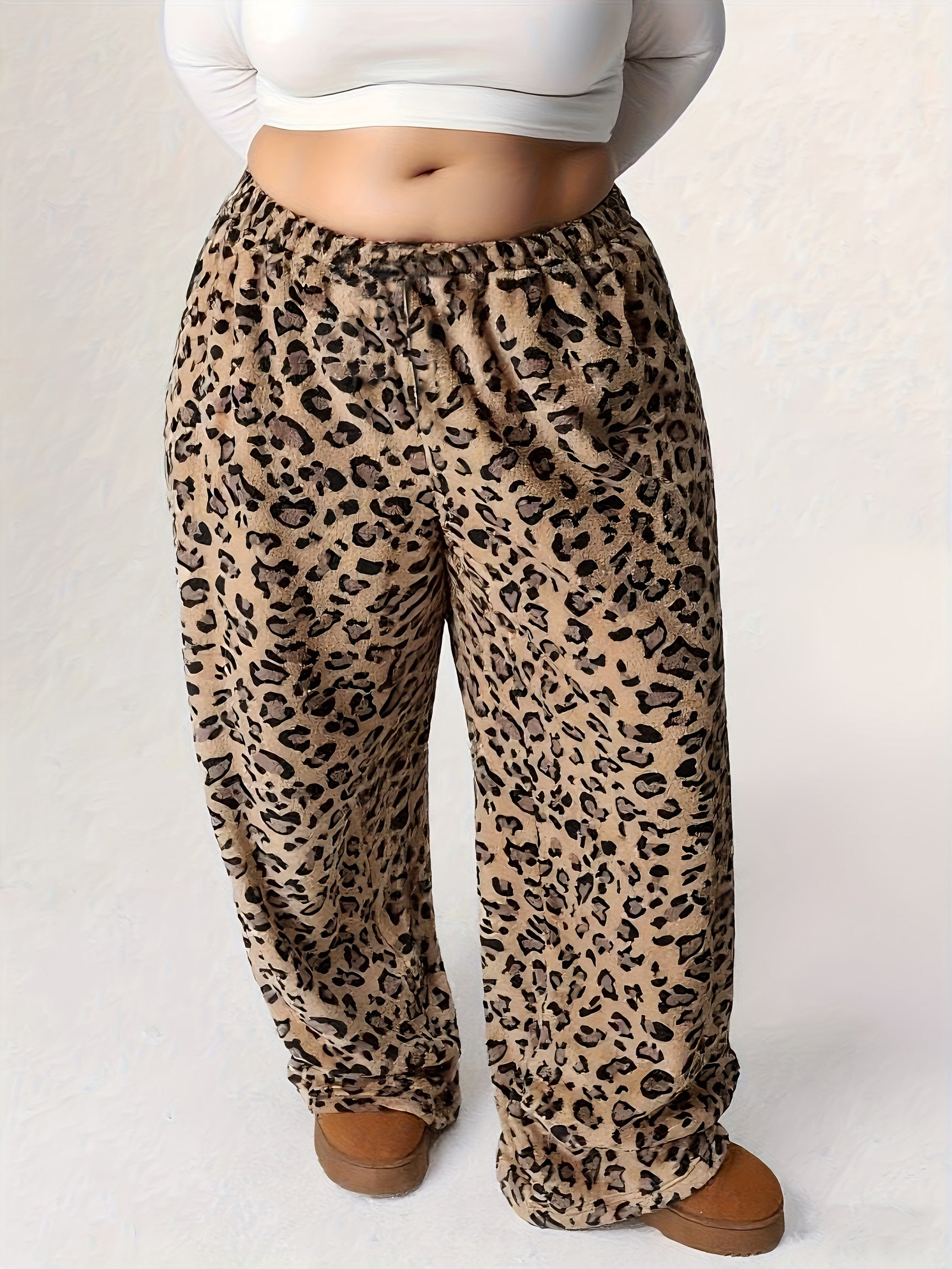 Loose Bow Design Leopard Print Pants