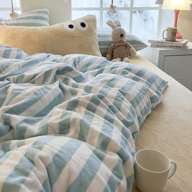 Milk Fleece Striped Duvet Cover