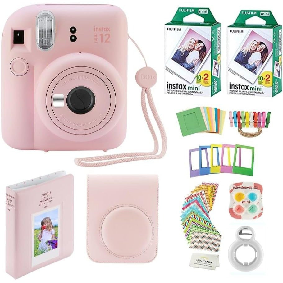 Fujifilm Instax Mini 12 Instant Camera with Case, 40 Fuji Films, Decoration Stickers, Frames, Photo Album and More Accessory kit, Multi-color